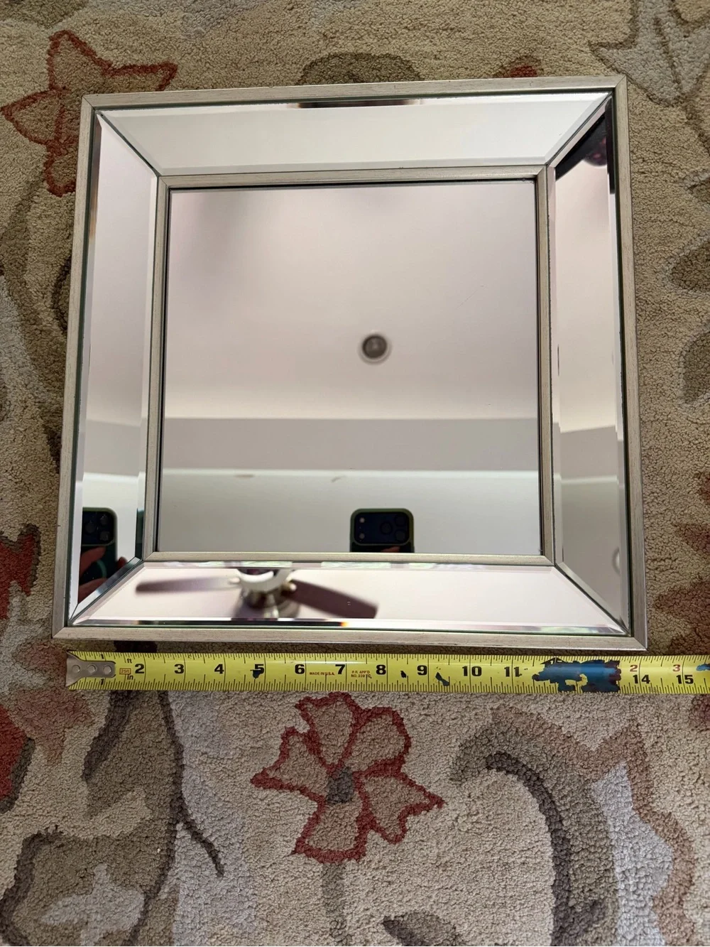 Lovely Framed Square Wall Mirror in Silver